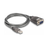 Delock Adapter USB 2.0 Typ-A zu 1 x Seriell RS-232 D-Sub 9 Pin Stecker mit Muttern mit 3 x LED 1 m