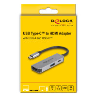 Delock USB Type-C™ Adapter zu HDMI 4K 60 Hz mit USB Typ-A und USB Type-C™ PD 95 W