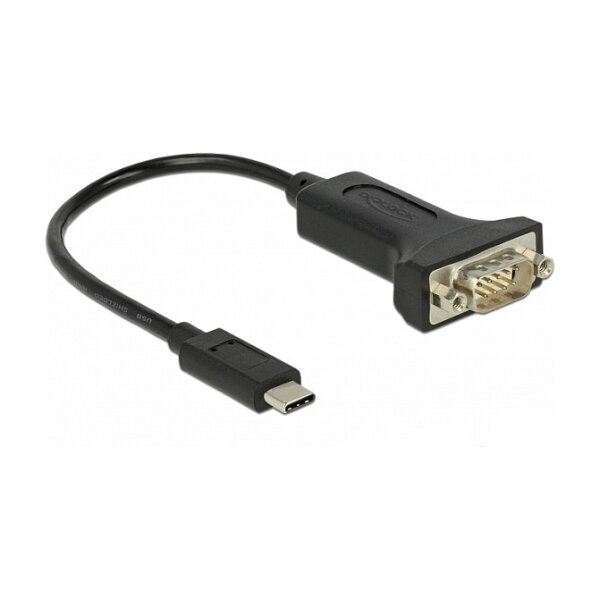 Delock Adapter USB Type-C™ zu 1 x Seriell RS-232 D-Sub 9 Pin Stecker mit Muttern 0,25 m