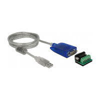 Delock Adapter USB Typ-A zu Seriell RS-422/485 DB9 mit Überspannungsschutz 600 W und erweiterter Temperaturbereich
