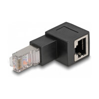 Delock RJ45 Stecker zu RJ45 Buchse Adapter Cat.6A 90°...