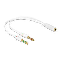 Delock Headset Adapter 1 x 3,5 mm 4 Pin Klinkenbuchse > 2 x 3,5 mm 3 Pin Klinkenstecker (iPhone)