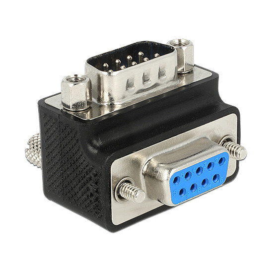 Delock D-Sub 9 Pin Stecker > Buchse 90° gewinkelt Mutter und Schraube tauschbar