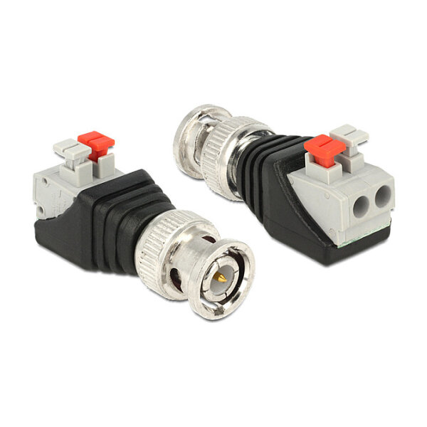 Delock Adapter BNC Stecker > Terminalblock mit Drucktasten 2 Pin