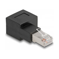 Delock RJ45 Stecker zu RJ45 Buchse Adapter Cat.6A 90°...