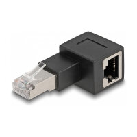 Delock RJ45 Stecker zu RJ45 Buchse Adapter Cat.6A 90°...