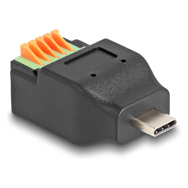 Delock USB Type-C™ 2.0 Stecker zu Terminalblock Adapter mit Drucktaster