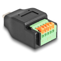Delock USB Type-C™ 2.0 Stecker zu Terminalblock Adapter mit Drucktaster