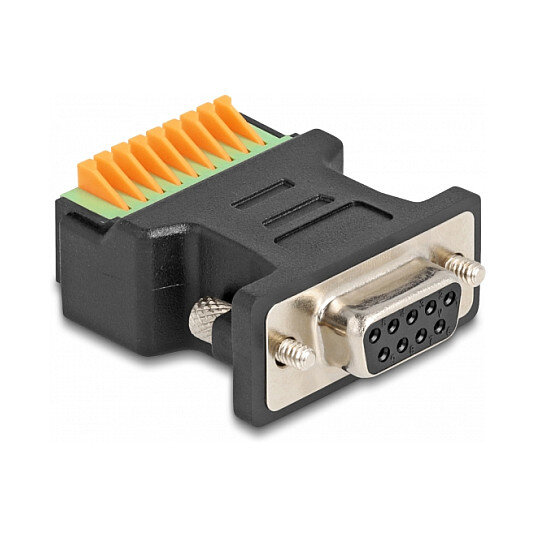 Delock D-Sub 9 Buchse zu Terminalblock Adapter mit Drucktaster