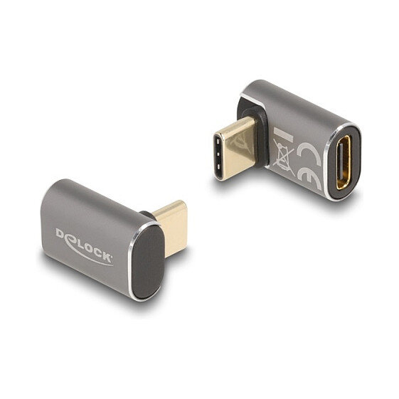 Delock USB Adapter 40 Gbps USB Type-C™ PD 3.0 100 W Stecker zu Buchse gewinkelt 8K 60 Hz Metall