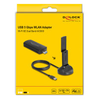 Delock Wi-Fi 6E Dualband WLAN USB Adapter AX3000 (2 x 1201 + 574 Mbps)