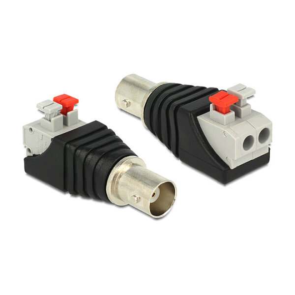 Delock Adapter BNC Buchse > Terminalblock mit Drucktasten 2 Pin