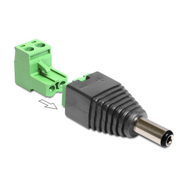 Delock Adapter DC 5,5 x 2,1 mm Stecker > Terminalblock 2 Pin 2-teilig