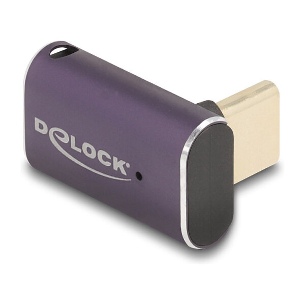 Delock USB Adapter 40 Gbps USB Type-C™ PD 3.1 240 W Stecker zu Buchse gewinkelt 8K 60 Hz Metall