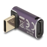 Delock USB Adapter 40 Gbps USB Type-C™ PD 3.1 240 W Stecker zu Buchse gewinkelt 8K 60 Hz Metall