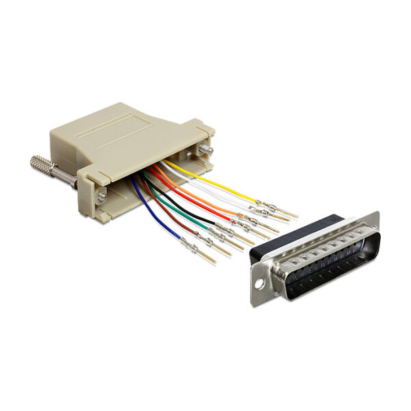Delock D-Sub 25 Pin Stecker > RJ45 Buchse Montagesatz