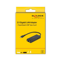 Delock USB Type-C™ Adapter zu 2,5 Gigabit LAN mit USB Typ-A Buchse