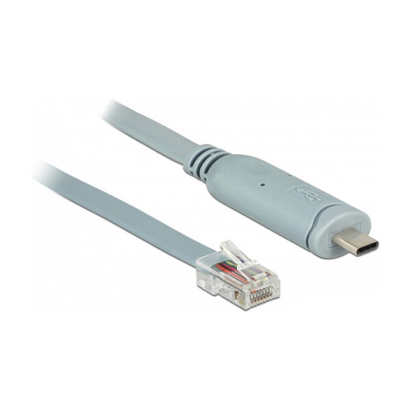 Delock Adapter USB 2.0 Type-C™ Stecker > 1 x Seriell RS-232 RJ45 Stecker 0,5 m grau