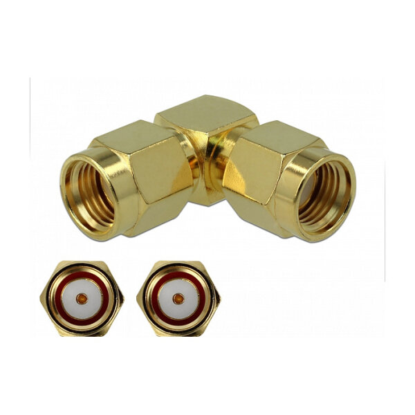Delock Adapter RP-SMA Stecker zu RP-SMA Stecker 90° 3 GHz