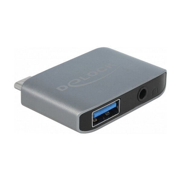 Delock Audio Adapter USB Type-C™ Stecker - Klinkenbuchse 3,5 mm + USB 3.0 A Buchse