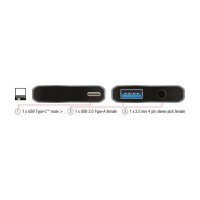 Delock Audio Adapter USB Type-C™ Stecker - Klinkenbuchse 3,5 mm + USB 3.0 A Buchse