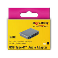 Delock Audio Adapter USB Type-C™ Stecker - Klinkenbuchse 3,5 mm + USB 3.0 A Buchse