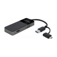 Delock USB 3.2 Gen 1 Adapter zu 4K HDMI + VGA mit Splitter Funktion