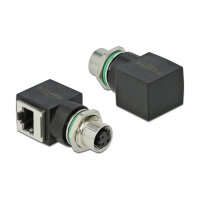 Delock Netzwerkadapter M12 D-kodiert 4 Pin Buchse zu RJ45...