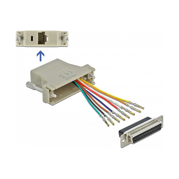 Delock D-Sub 25 Pin Buchse zu RJ45 Buchse Montagesatz grau