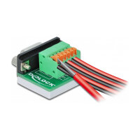 Delock D-Sub9 Buchse zu Terminalblock mit Drucktaster horizontal