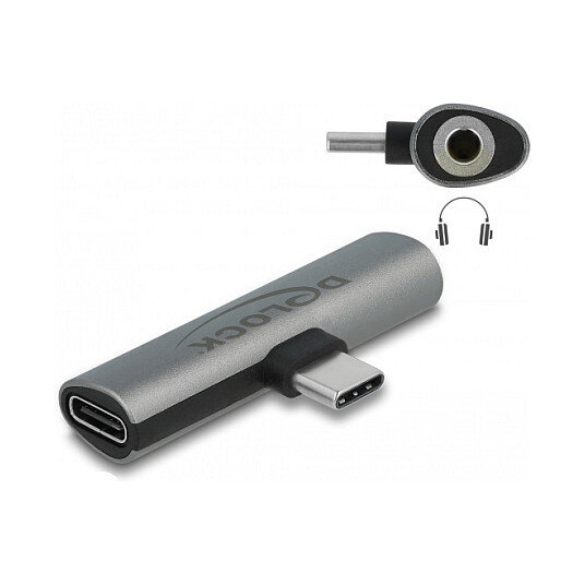 Delock Audio Adapter USB Type-C™ zu Klinkenbuchse und USB Type-C™ PD grau