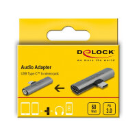 Delock Audio Adapter USB Type-C™ zu Klinkenbuchse und USB Type-C™ PD grau
