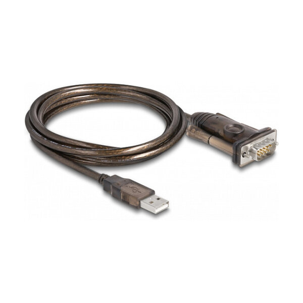 Delock Adapter USB 2.0 Typ-A zu 1 x Seriell RS-232 D-Sub 9 Pin Stecker mit Schrauben 1,5 m