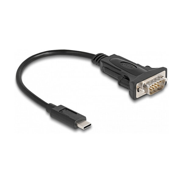 Delock Adapter USB Type-C™ zu 1 x Seriell RS-232 D-Sub 9 Pin Stecker mit Schrauben 0,25 m