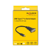 Delock Adapter USB Type-C™ zu 1 x Seriell RS-232 D-Sub 9 Pin Stecker mit Schrauben 0,25 m