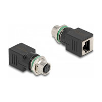 Delock M12 Adapter D-kodiert 4 Pin Buchse zu RJ45 Buchse...