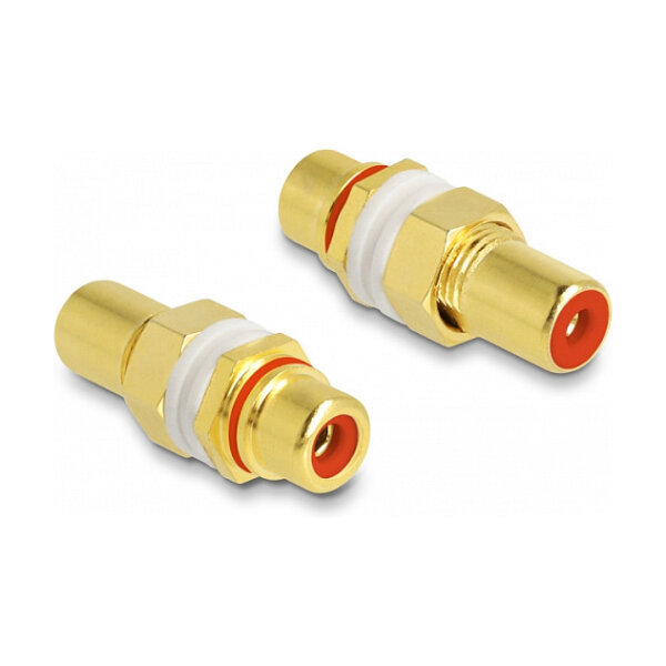 Delock Audio Adapter Cinch Buchse zu Buchse zum Einbau, Farbring rot