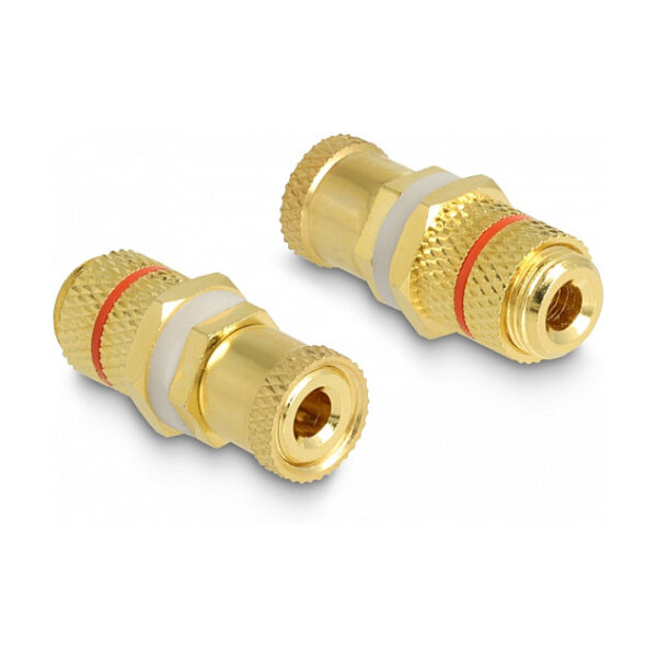 Delock Audio Adapter Polklemme zu Polklemme zum Einbau, Farbring rot