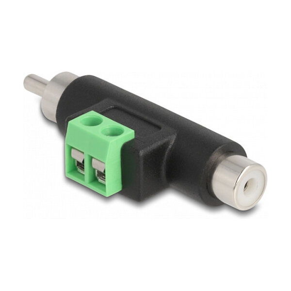 Delock Cinch Stecker und Cinch Buchse zu 2 Pin Terminalblock Adapter