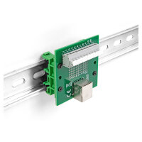 Delock RJ50 Buchse zu Terminalblock mit Drucktaster für Hutschiene