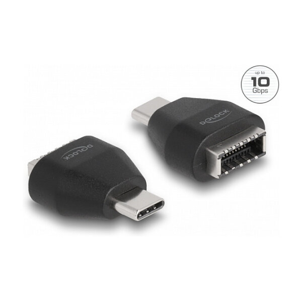 Delock Adapter USB Type-C™ Stecker zu USB 10 Gbps Typ-E Key A Buchse schwarz