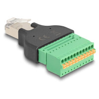 Delock RJ50 Stecker zu Terminalblock Adapter mit Drucktaster