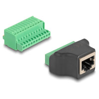Delock RJ50 Buchse zu Terminalblock Adapter mit Drucktaster