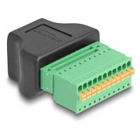 Delock RJ50 Buchse zu Terminalblock Adapter mit Drucktaster