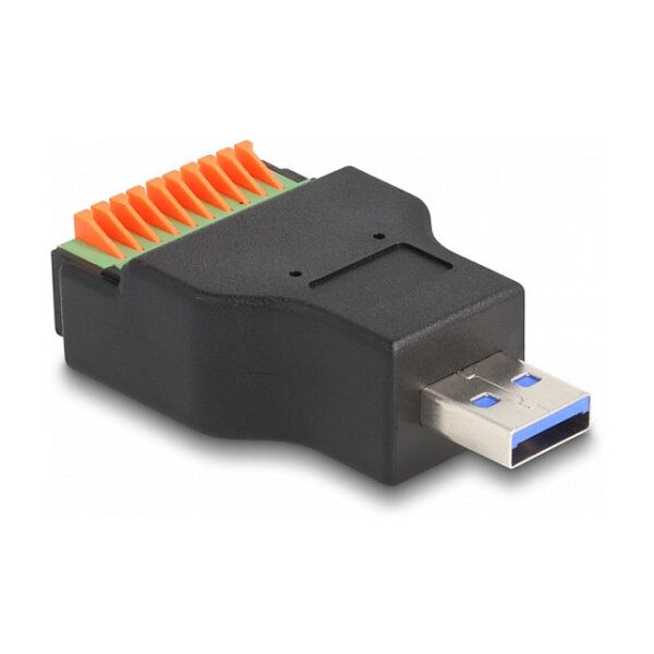 Delock USB 3.2 Gen 1 Typ-A Stecker zu Terminalblock Adapter mit Drucktaster