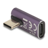 Delock USB Adapter 40 Gbps USB Type-C™ PD 3.1 240 W Stecker zu Buchse gedreht gewinkelt links / rechts 8K 60 Hz Metall
