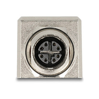 Delock M12 Adapter X-kodiert 8 Pin Buchse zu RJ45 Buchse Cat.6A STP geschirmt 90° gewinkelt