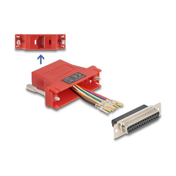 Delock D-Sub 25 Pin Buchse zu RJ45 Buchse Montagesatz rot