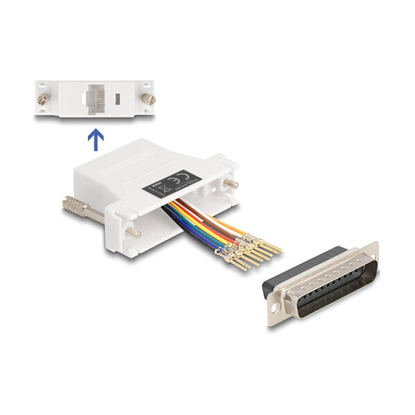 Delock D-Sub 25 Pin Stecker zu RJ45 Buchse Montagesatz weiß
