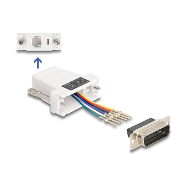 Delock D-Sub 15 Pin Stecker zu RJ12 Buchse Montagesatz weiß